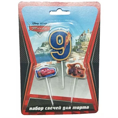 Свечи  Дисней Тачки  цифра 9, тачки 2шт  6029968 - фото 69887664