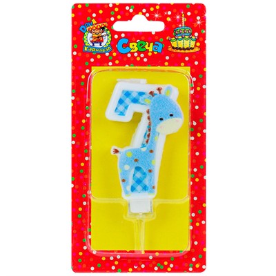 Свеча для торта Жирафик Синий Цифра 7 С-8311 4610144883115 - фото 69887852