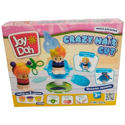 Набор для творчества Масса для лепки Joy Doh набор CRAZY HAIR CUT-СУМАСШЕДШАЯ СТРИЖКА,сменные насадки,9 аксессуаров,3 баночки с тестом HAIR-150 pot /12/ *** - фото 69888176