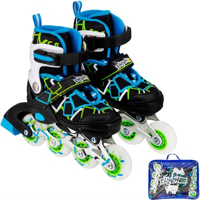 Ролики Dvizhok р. 30-33 раздвиж. PVC, 1 колесо со светом,черно-синий 141V-206 - фото 69889189