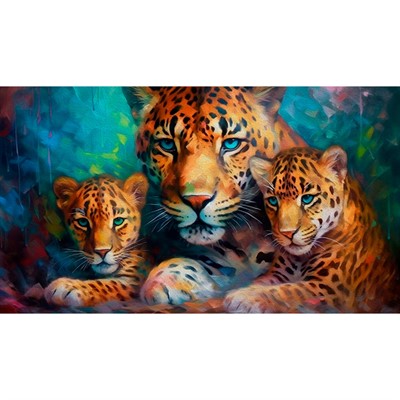 Набор для творчества Алмазная мозаика 30х40 см Семейство леопардов НД-0536 - фото 69889302