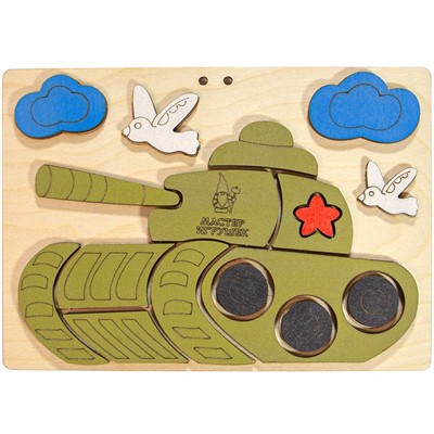 Деревянная Развивающая игра Аппликация Танк IG0808 - фото 69889755