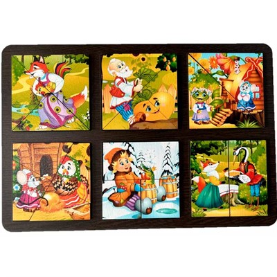 Деревянная Развивающая доска Сложи квадрат. Русские сказки 8775 /30 - фото 69889786