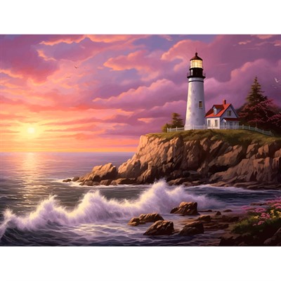Набор для творчества Алмазная мозаика 30х40см Маяк на закате АЛМ-0027 - фото 69891064