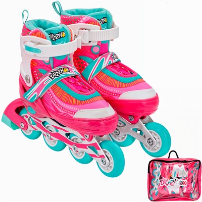 Ролики Dvizhok р. L 38-41 раздвиж., свет 1 колеса, розово-белый 141V-669-3 - фото 69891347