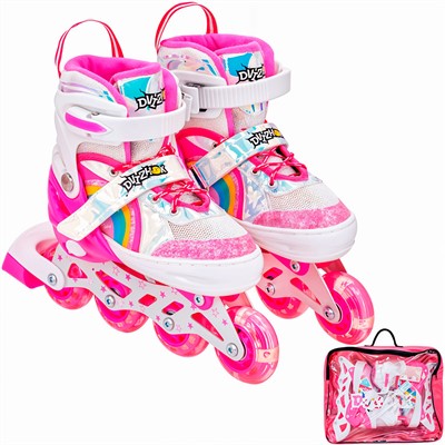 Ролики Dvizhok р. L 38-41 раздвиж., свет 1 колеса, розово-белый 141V-672-6 - фото 69891367