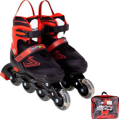 Ролики Dvizhok р. L 38-41 раздвиж., свет 1 колеса, черно-красный 141V-671-6 - фото 69891385