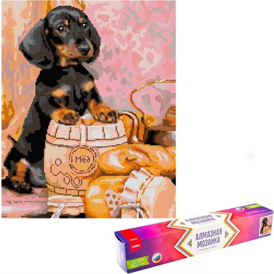 Набор для творчества Алмазная мозаика 40*50 см полное заполнение Щенок таксы Ам-145 LORI - фото 69891537
