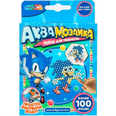 Набор ДТ Аквамозаика 100 бусин Соник МУЛЬТИ АРТ AB-120536 - фото 69891878