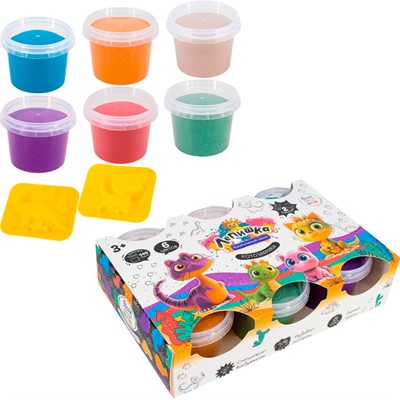Набор Для Творчества Кинетический песок 6 цв "Лепишка" Котозаврики Фин-ти-Флю 444 - фото 69892430
