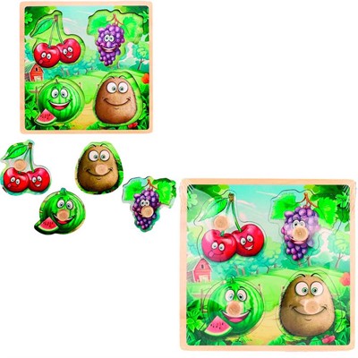 Деревянная Рамка-вкладыш Фрукты 15x15x0,9 см ИД-0179 - фото 69893430