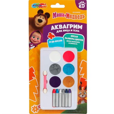 Набор для творчества Аквагрим Микс Маша и Медведь МУЛЬТИ АРТ FACEPAINT-127100 - фото 69893563