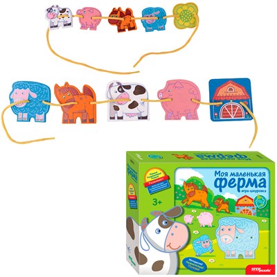 Деревянная Игра Моя маленькая ферма Игра-шнуровка 89818 - фото 69893653