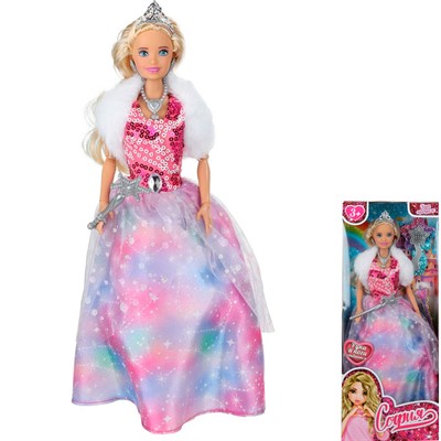 Кукла Карапуз 66001P-1-S-BB София 29см, руки и ноги сгиб, Принцесса, акс - фото 69893923