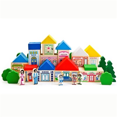 Деревянный конструктор Веселый Городок 56дет 7678-1 - фото 69894009