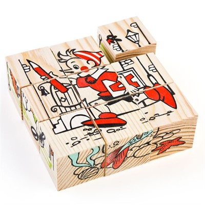 Деревянные кубики 9шт Герои сказок 4444-2 - фото 69894021