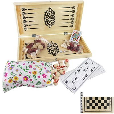 Набор 4 в 1 (Нарды+шашки+лото+карты) /Колорит/ - фото 69894886