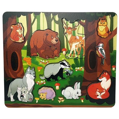 Деревянная Рамка вкладыш Кто живет в лесу? 10 деталей 8410 - фото 69895087