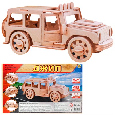Деревянный Конструктор 2 BIG Джип СМ-1012-А4 - фото 69895428