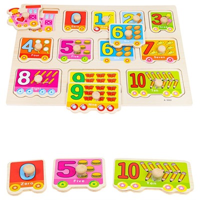 Деревянная Рамка вкладыш Учимся считать AN02348 - фото 69895481