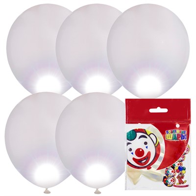 Шар 12"/30см Пастель WHITE cо светодиодами 5шт 6053239 /цена за упак/ - фото 69895485