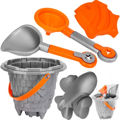 Песочный набор КРОКОТАМ Замок серо-оранжевый 5 предметов ПН-2О /30/ - фото 69896364