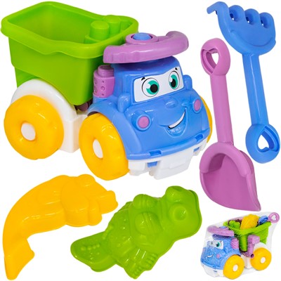 Песочный набор КРОКОТАМ Веселый грузовик 5 предметов ПН11-О2 зелено-синий /8/ - фото 69896415