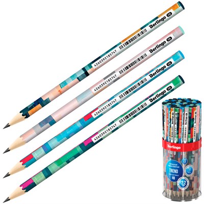 Карандаш ч/гр "Trend" HB, HB, круглый, заточен., ассорти BP01315 Berlingo - фото 69896655