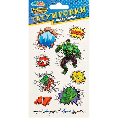Набор для творчества Переводные тату халк МУЛЬТИ АРТ TATTOO-114259 - фото 69896855