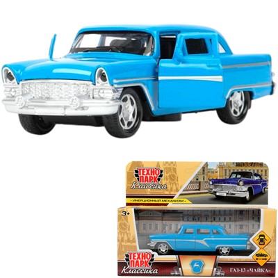 Модель GAZ13-12-BU газ-13 "чайка" 12 см, двери, инерц, синий Технопарк  в кор. - фото 69897006