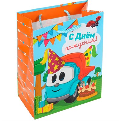 Пакет Чудо праздник глянцевый Грузовичок Лева m, 18*23*10 см PM-111237-GL - фото 69897007