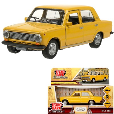 Модель 2101-12-YE ВАЗ-2101 длина 12 см, двери, багаж, инерц, желтый Технопарк - фото 69897018