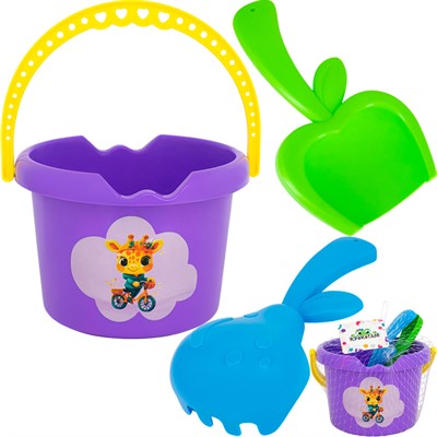 Песочный набор КРОКОТАМ Фрукты и ведерко, 3 предмета, яркий ПН-6036 - фото 69897505