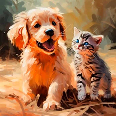 Набор для творчества Роспись по холсту с красками 30х30 см "Собаки" Пушистые друзья Х-6353 - фото 69897512