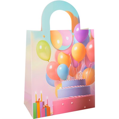 Пакет 34х21х10см с вырубной ручкой Торт с возд.шарами 141V-964 - фото 69897800