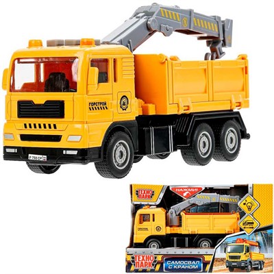 Модель 1995464-R свет-звук самосвал кран, 15,5 см, баг.,подв. дет., инер. Технопарк в кор. - фото 69898058