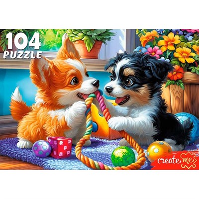 Пазл 104 Два веселых щенка УК104-0202 - фото 69898222