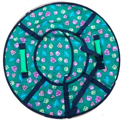 Тюбинг для катания 90 см Вихрь Оксфорд принты Совы на зеленом+ камера - фото 69898628