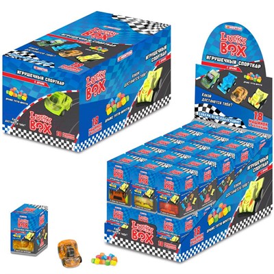 LUCKY BOX Спорткар игрушка с конфетами 2г цена за 1 шт (30 шт в упак) КТ95558 - фото 69899032
