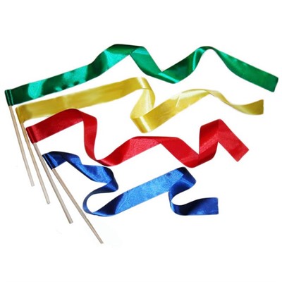 Лента гимнастическая шир. 5 см на деревянной палочке 1м ИИ01 - фото 69899397