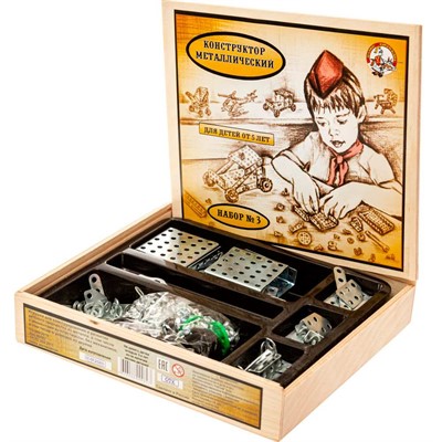 Конструктор металл №3 982 в дерев. уп. /8/ - фото 69899878