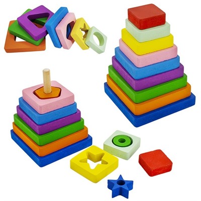 Деревянная Логическая Пирамида Квадрат БП-00000323 /Арбо/ - фото 69900973