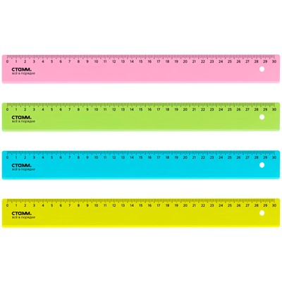 Линейка 30см СТАММ Neon Crystal пластиковая 010246 - фото 69901335