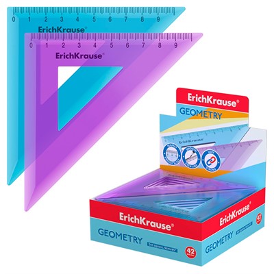 Угольник пластиковый ErichKrause Standard, 45°/9см 52990 - фото 69901618