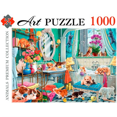 Пазл 1000 Котята и щенки в ванной Ф1000-0461 - фото 69902496