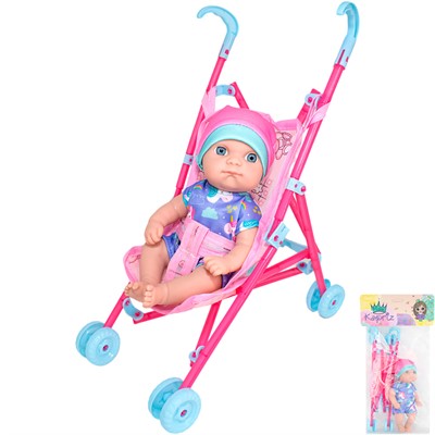 Пупс Miss Kapriz MK2320K-CA с коляской в пак. - фото 69902643