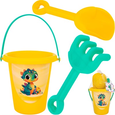 Песочный набор КРОКОТАМ Дракончик 3 предмета ПН9-Ж желто-зеленый  /30/ - фото 69902747