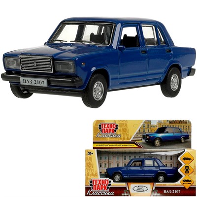 Модель 2107-12-BU ВАЗ-2107 длина 12 см, двери, багаж, инерц,синий Технопарк  в кор. - фото 69902802