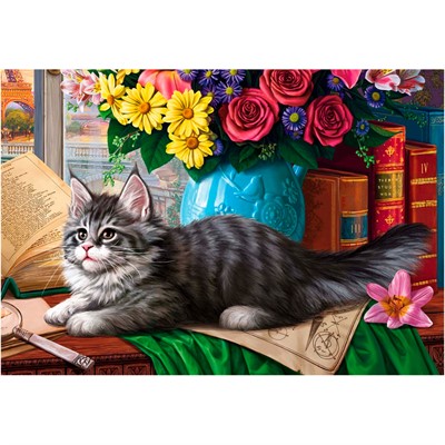 Набор для творчества Алмазная мозаика 22х32 см квадратная Котенок и натюрморт НД-8553 - фото 69902930