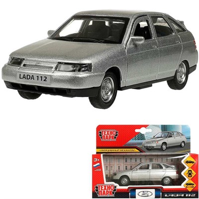 Модель 2112-12-SR ВАЗ-2112 12 см, двери, багаж, серебряный Технопарк в коробке - фото 69902992